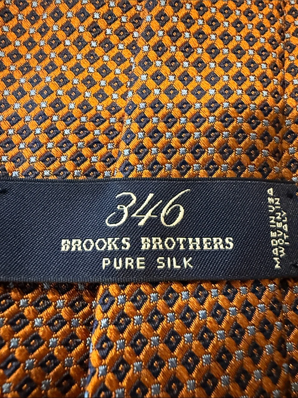 Men's Brooks Brothers 346 Orange Geometric Silk Tie